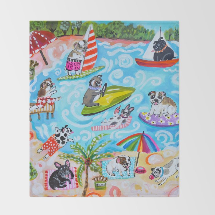 Dogs at the Beach Throw Blanket Gallery Image 2