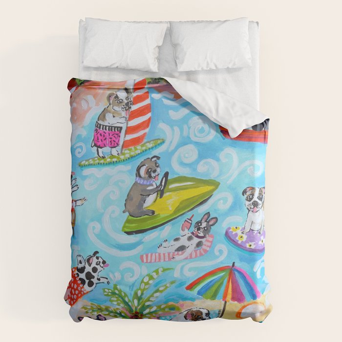 Dogs at the Beach Duvet Cover