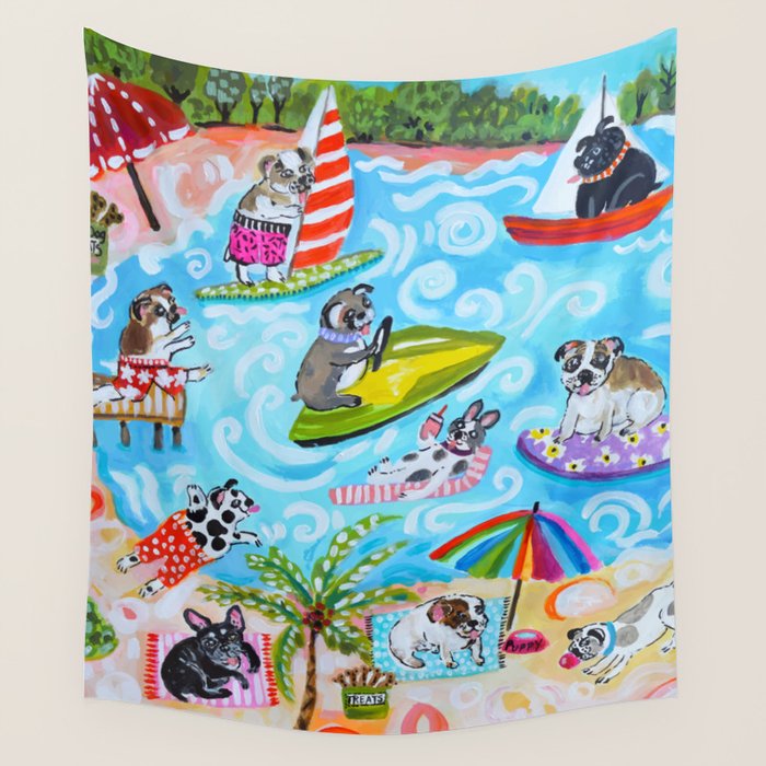 Dogs at the Beach Wall Tapestry Gallery Image 4