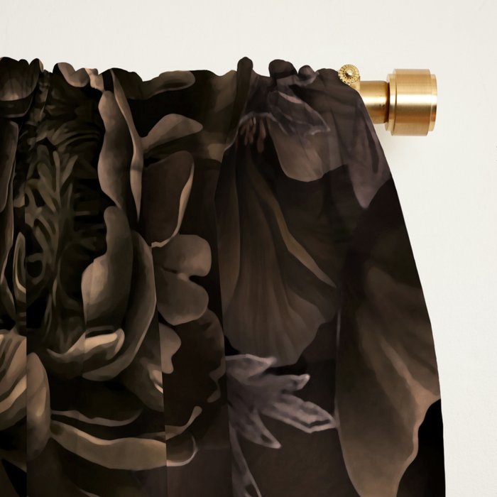 Nocturnal Twilight Brown Petals Floral Elegance Window Curtain Gallery Image 2