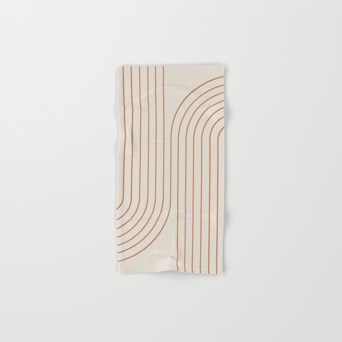 Minimal Line Curvature VI Earthy Natural Mid Century Modern Arch Abstract Hand & Bath Towel Gallery Image 1