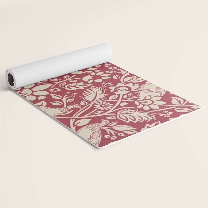 William Morris Merton Brer Rabbit Madder Red Pattern Yoga Mat Gallery Image 2
