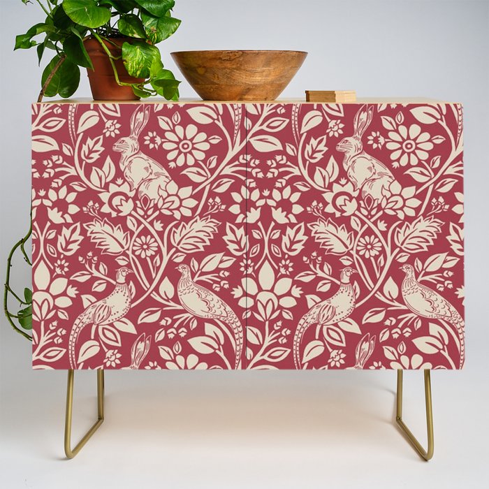 William Morris Merton Brer Rabbit Madder Red Pattern Credenza Gallery Image 1