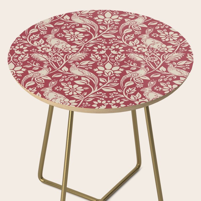 William Morris Merton Brer Rabbit Madder Red Pattern Side Table Gallery Image 2