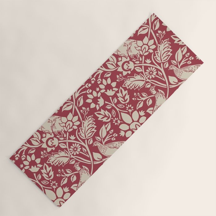 William Morris Merton Brer Rabbit Madder Red Pattern Yoga Mat Gallery Image 1
