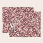 William Morris Merton Brer Rabbit Madder Red Pattern Placemat Gallery Image 1