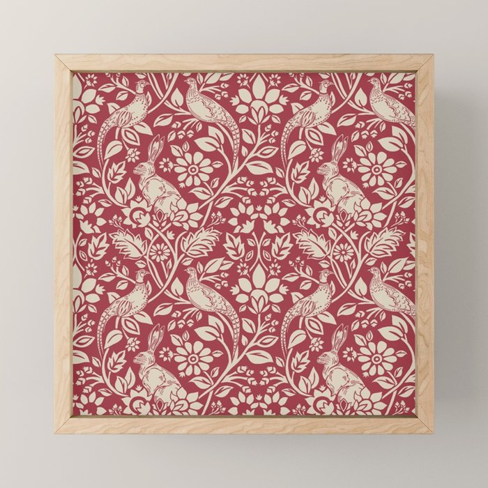 William Morris Merton Brer Rabbit Madder Red Pattern Mini Art Print Gallery Image 1