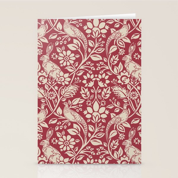 William Morris Merton Brer Rabbit Madder Red Pattern Stationery Card Gallery Image 2