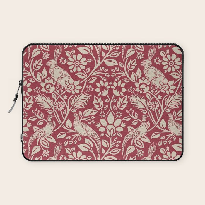 William Morris Merton Brer Rabbit Madder Red Pattern Laptop Sleeve Gallery Image 1