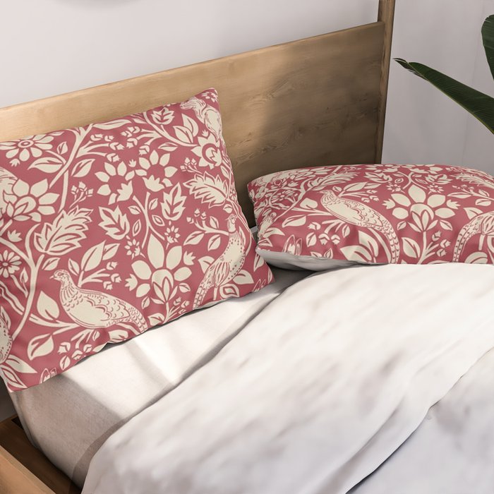 William Morris Merton Brer Rabbit Madder Red Pattern Pillow Sham Gallery Image 2