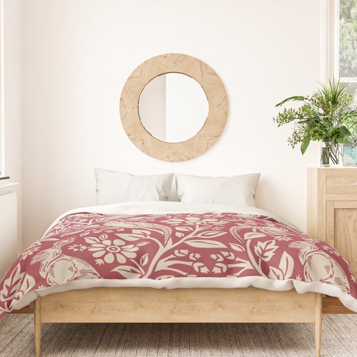 William Morris Merton Brer Rabbit Madder Red Pattern Duvet Cover Gallery Image 3