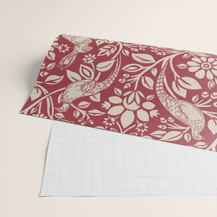 William Morris Merton Brer Rabbit Madder Red Pattern Wrapping Paper Gallery Image 2