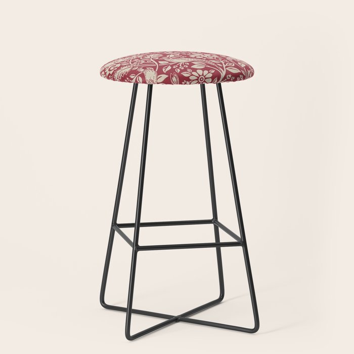 William Morris Merton Brer Rabbit Madder Red Pattern Stool Gallery Image 1