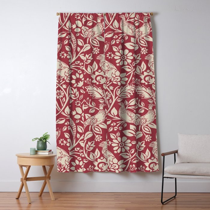 William Morris Merton Brer Rabbit Madder Red Pattern Window Curtain Gallery Image 5