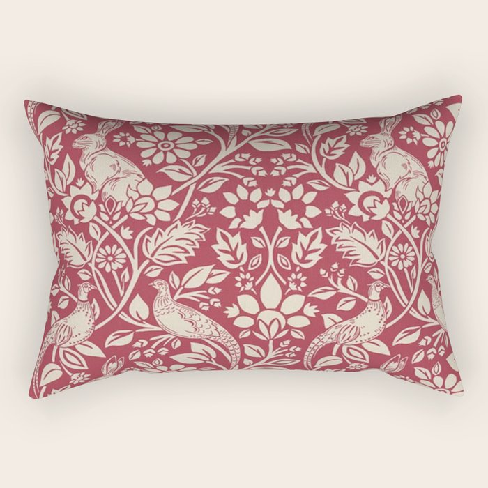 William Morris Merton Brer Rabbit Madder Red Pattern Rectangular Pillow