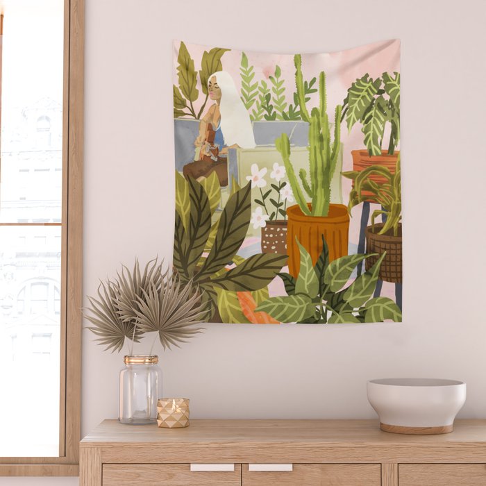 Playing For My Plants Wall Tapestry Gallery Image 2
