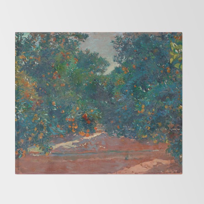 Orange Trees In Alcira byJoaquín Sorolla, 1904 Throw Blanket Gallery Image 2