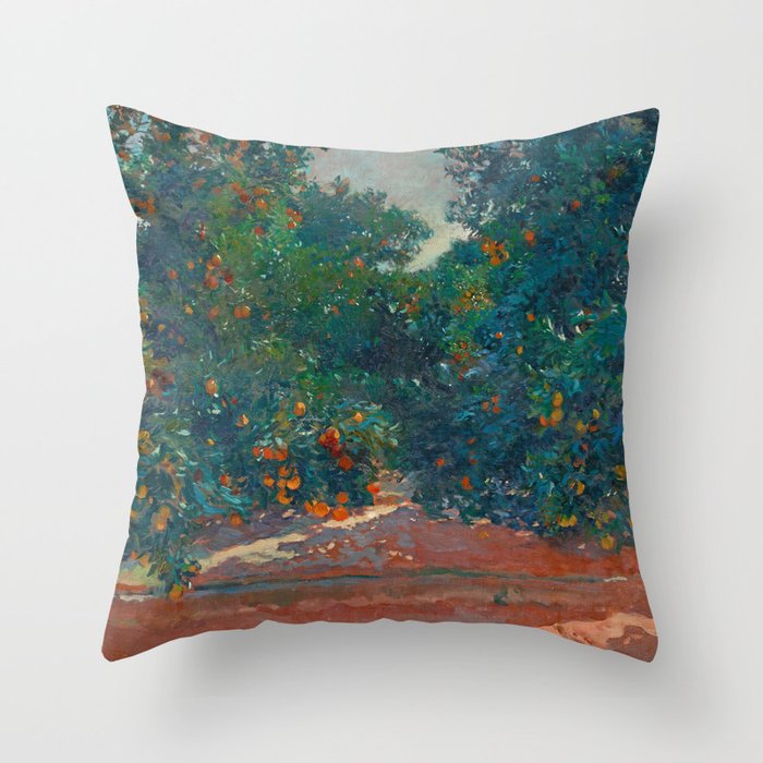 Orange Trees In Alcira byJoaquín Sorolla, 1904 Throw Pillow Gallery Image 1