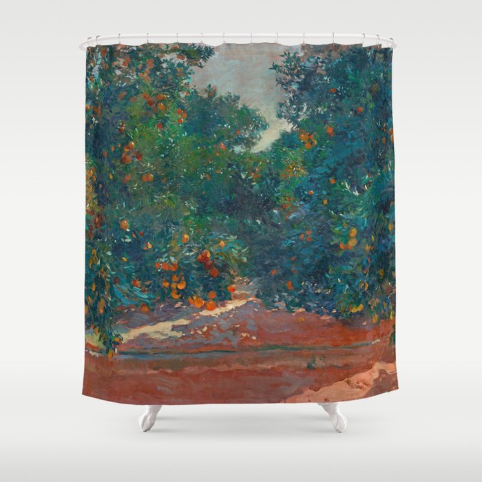 Orange Trees In Alcira byJoaquín Sorolla, 1904 Shower Curtain Gallery Image 1