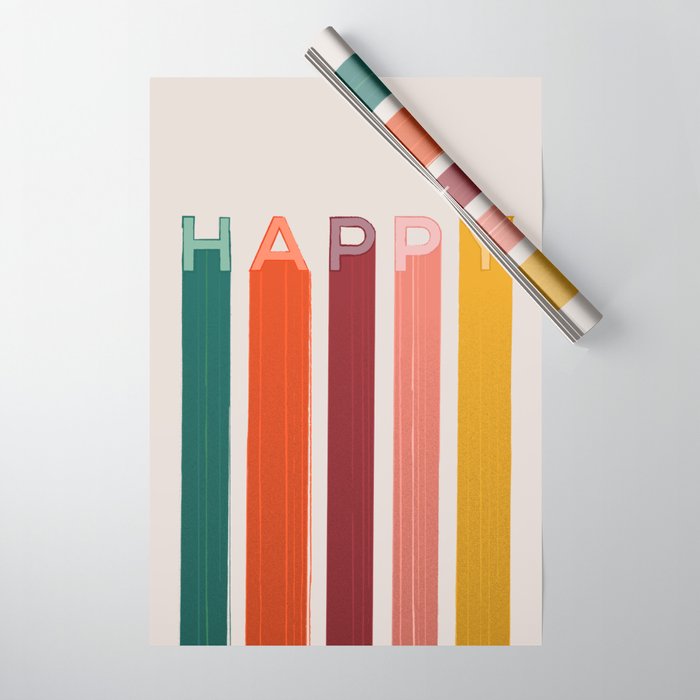 Happy Letters in Retro Colors Wrapping Paper Gallery Image 1