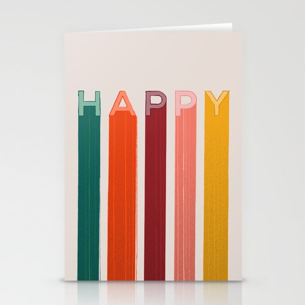 Happy Letters in Retro Colors Stationery Card Gallery Image 1