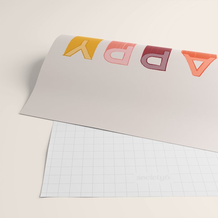 Happy Letters in Retro Colors Wrapping Paper Gallery Image 2