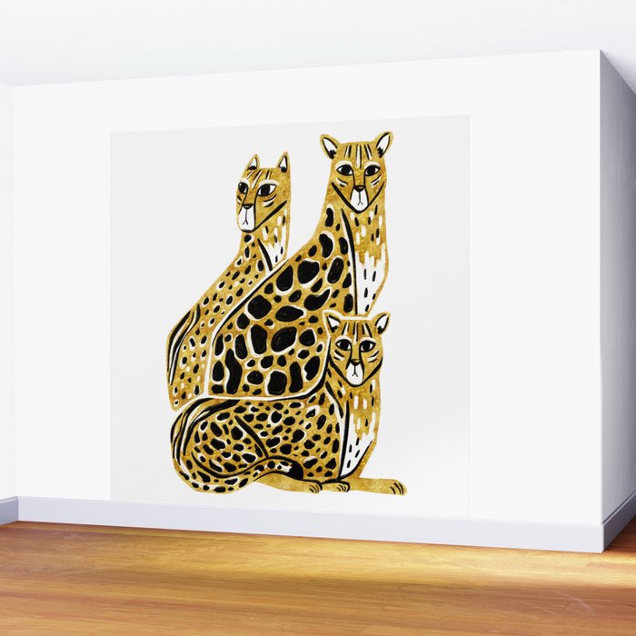 Gold Cheetahs Wall Mural Gallery Image 2