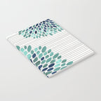 Floral Prints, Gray, Teal and Blue, Abstract Art Notebook Gallery Image 2