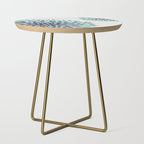 Floral Prints, Gray, Teal and Blue, Abstract Art Side Table Gallery Image 1