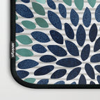 Floral Prints, Gray, Teal and Blue, Abstract Art Laptop Sleeve Gallery Image 3