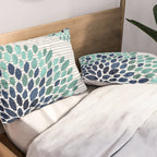 Floral Prints, Gray, Teal and Blue, Abstract Art Pillow Sham Gallery Image 2