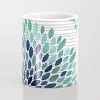 Floral Prints, Gray, Teal and Blue, Abstract Art Coffee Mug Gallery Image 4