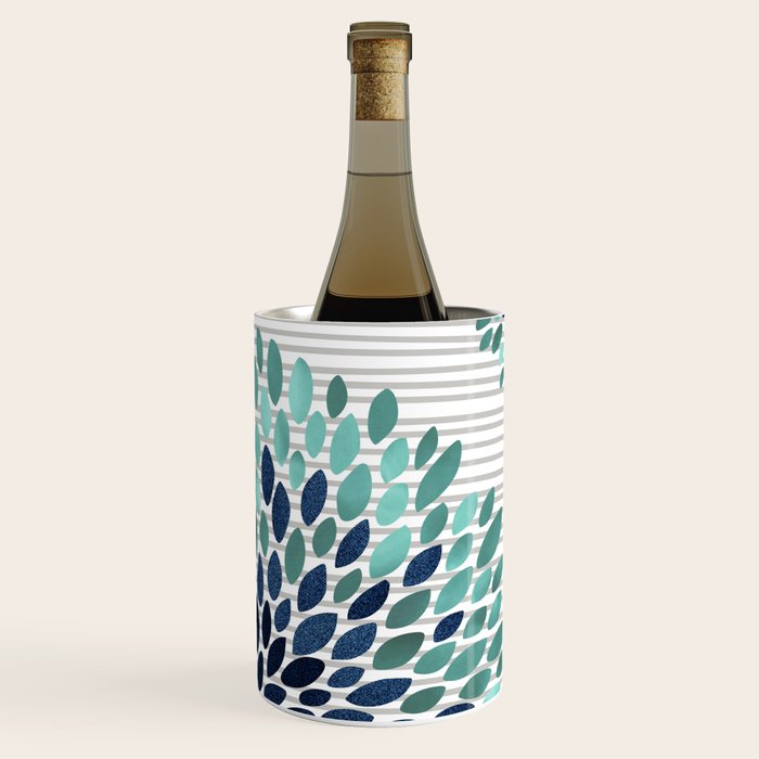 Floral Prints, Gray, Teal and Blue, Abstract Art Wine Chiller Gallery Image 1