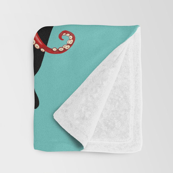 Giant Squid in Bathtub Throw Blanket Gallery Image 3