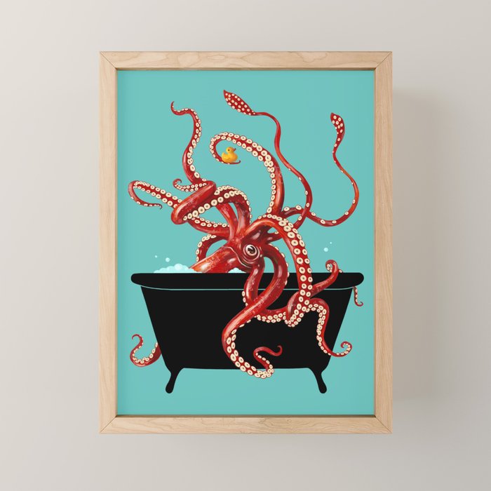 Giant Squid in Bathtub Mini Art Print Gallery Image 1