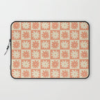 Peach And Off White Checkered Floral Pattern Laptop Sleeve Gallery Image 1