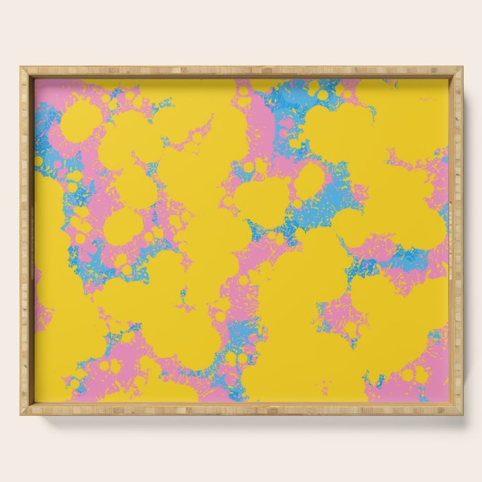 Colorful 80s Paint Spatter Fun Retro Contemporary Abstract in Pink Yellow Blue Serving Tray Gallery Image 1