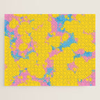 Colorful 80s Paint Spatter Fun Retro Contemporary Abstract in Pink Yellow Blue Jigsaw Puzzle Gallery Image 1