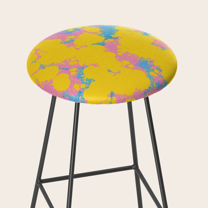 Colorful 80s Paint Spatter Fun Retro Contemporary Abstract in Pink Yellow Blue Stool Gallery Image 2