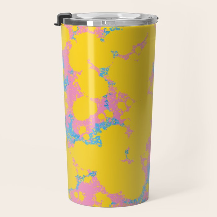 Colorful 80s Paint Spatter Fun Retro Contemporary Abstract in Pink Yellow Blue Travel Mug Gallery Image 3