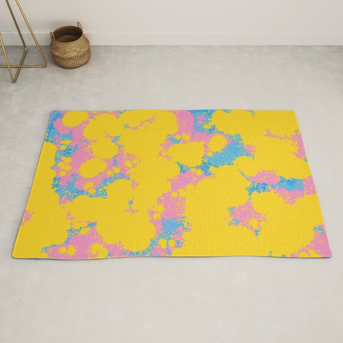 Colorful 80s Paint Spatter Fun Retro Contemporary Abstract in Pink Yellow Blue Rug Gallery Image 2