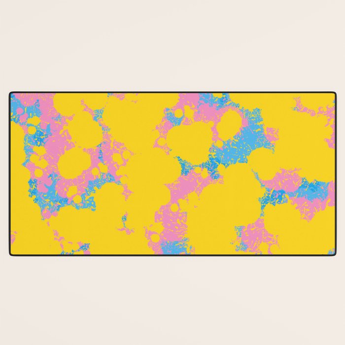 Colorful 80s Paint Spatter Fun Retro Contemporary Abstract in Pink Yellow Blue Desk Mat Gallery Image 3