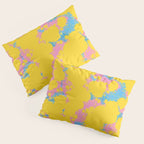 Colorful 80s Paint Spatter Fun Retro Contemporary Abstract in Pink Yellow Blue Pillow Sham Gallery Image 3