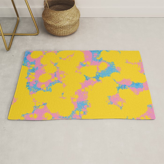 Colorful 80s Paint Spatter Fun Retro Contemporary Abstract in Pink Yellow Blue Rug Gallery Image 1