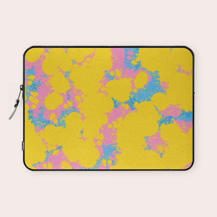 Colorful 80s Paint Spatter Fun Retro Contemporary Abstract in Pink Yellow Blue Laptop Sleeve Gallery Image 1