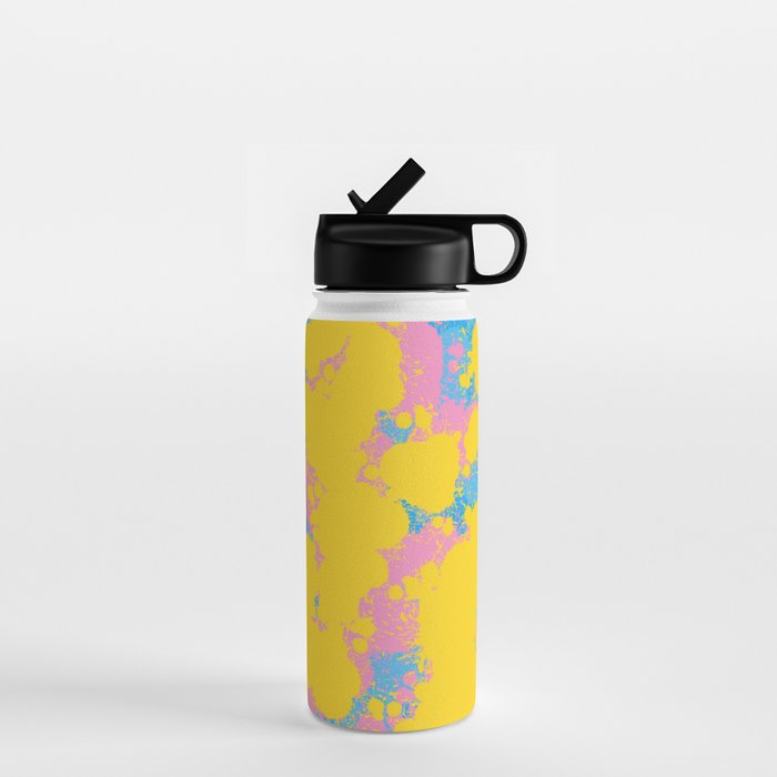 Colorful 80s Paint Spatter Fun Retro Contemporary Abstract in Pink Yellow Blue Water Bottle Gallery Image 1