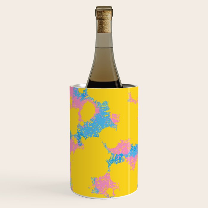 Colorful 80s Paint Spatter Fun Retro Contemporary Abstract in Pink Yellow Blue Wine Chiller Gallery Image 3