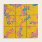 Colorful 80s Paint Spatter Fun Retro Contemporary Abstract in Pink Yellow Blue Wood Wall Art Gallery Image 1
