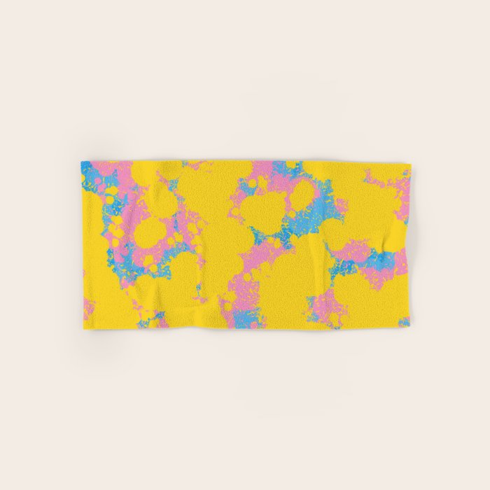 Colorful 80s Paint Spatter Fun Retro Contemporary Abstract in Pink Yellow Blue Bath Towel Gallery Image 1