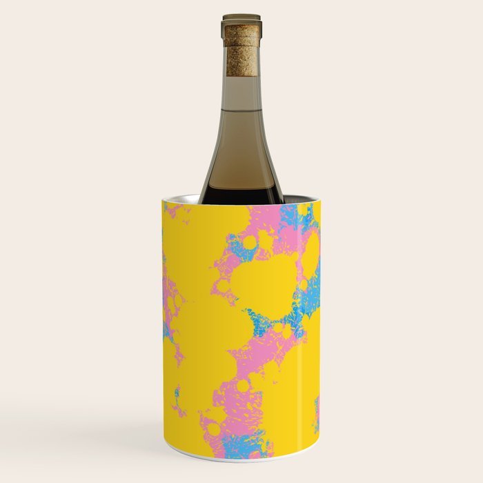 Colorful 80s Paint Spatter Fun Retro Contemporary Abstract in Pink Yellow Blue Wine Chiller Gallery Image 1
